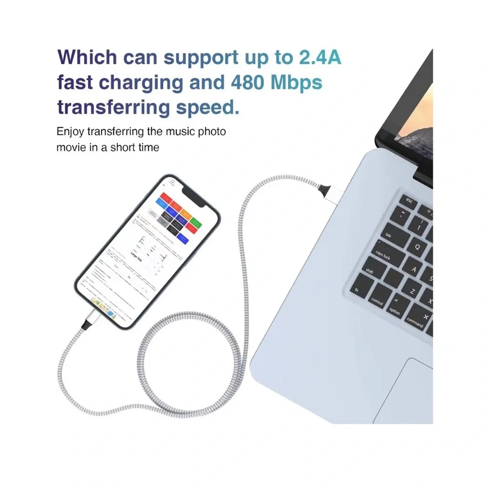 Braided USB-A to Lightning Charging Cable